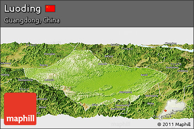 Physical Panoramic Map of Luoding, satellite outside