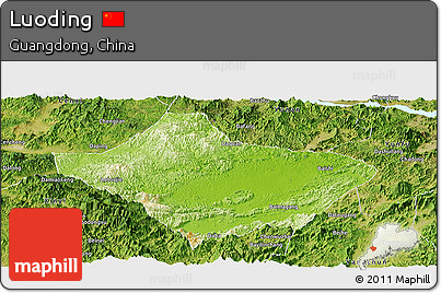 Physical Panoramic Map of Luoding, satellite outside