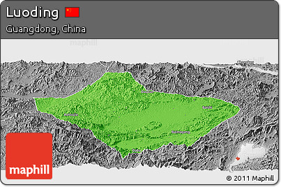 Political Panoramic Map of Luoding, desaturated
