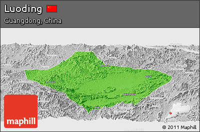 Political Panoramic Map of Luoding, lighten, desaturated