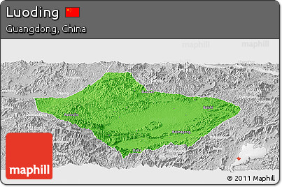 Political Panoramic Map of Luoding, lighten, desaturated