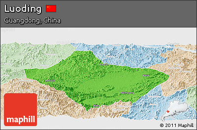 Political Panoramic Map of Luoding, lighten