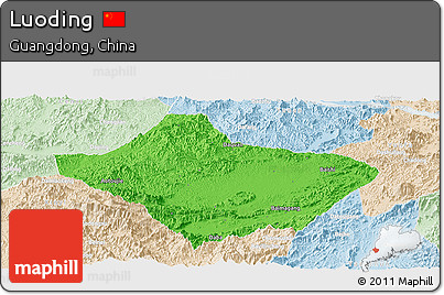 Political Panoramic Map of Luoding, lighten