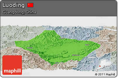 Political Panoramic Map of Luoding, lighten, semi-desaturated
