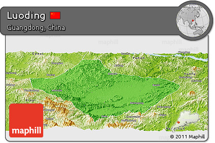 Political Panoramic Map of Luoding, physical outside