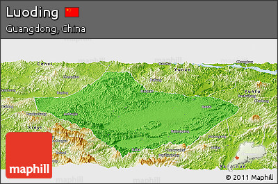 Political Panoramic Map of Luoding, physical outside