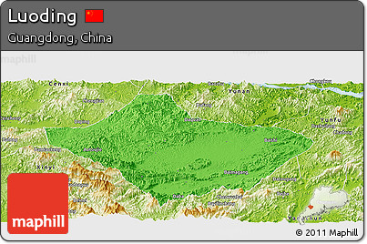 Political Panoramic Map of Luoding, physical outside