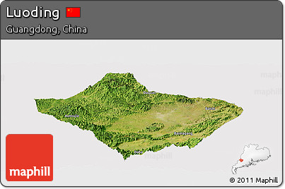 Satellite Panoramic Map of Luoding, cropped outside