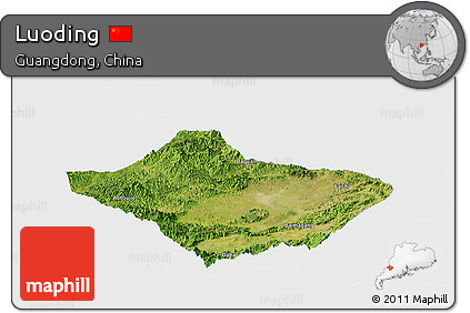 Satellite Panoramic Map of Luoding, single color outside