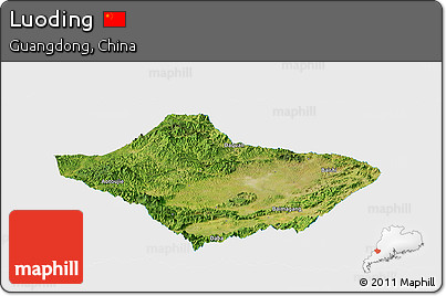 Satellite Panoramic Map of Luoding, single color outside