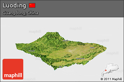 Satellite Panoramic Map of Luoding, single color outside