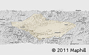 Shaded Relief Panoramic Map of Luoding, desaturated