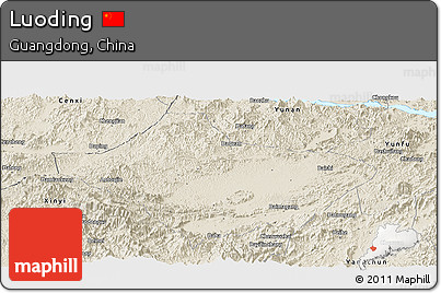Shaded Relief Panoramic Map of Luoding