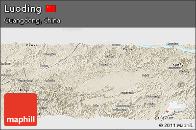 Shaded Relief Panoramic Map of Luoding