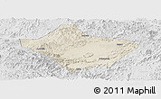 Shaded Relief Panoramic Map of Luoding, lighten, desaturated