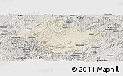 Shaded Relief Panoramic Map of Luoding, semi-desaturated