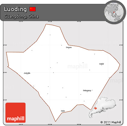 Classic Style Simple Map of Luoding, cropped outside