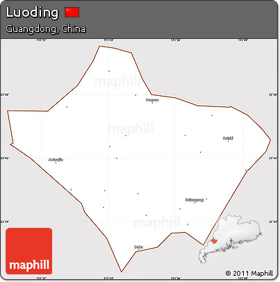 Classic Style Simple Map of Luoding, cropped outside