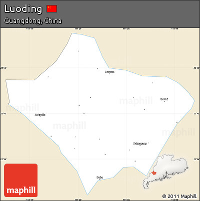 Classic Style Simple Map of Luoding, single color outside