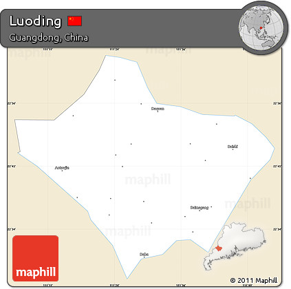 Classic Style Simple Map of Luoding, single color outside