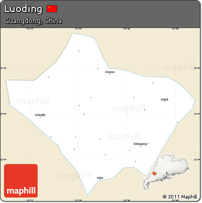 Classic Style Simple Map of Luoding, single color outside
