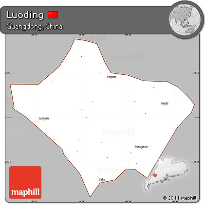 Gray Simple Map of Luoding, cropped outside