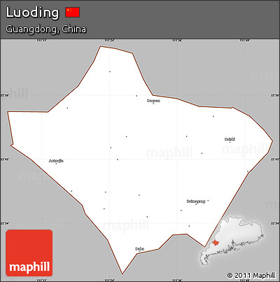 Gray Simple Map of Luoding, cropped outside