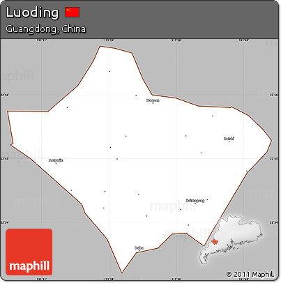 Gray Simple Map of Luoding, cropped outside