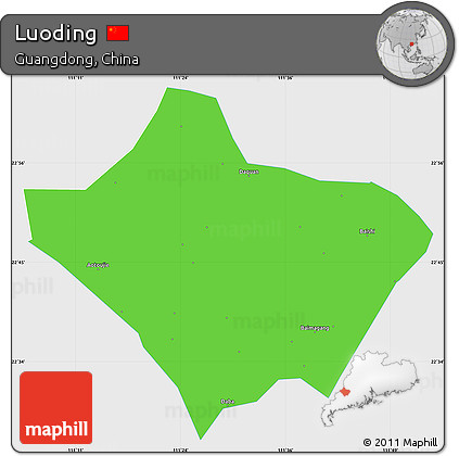 Political Simple Map of Luoding, single color outside