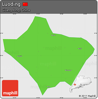 Political Simple Map of Luoding, single color outside