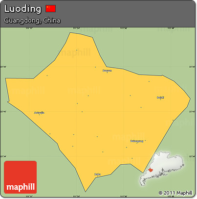 Savanna Style Simple Map of Luoding, cropped outside