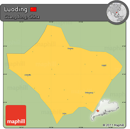 Savanna Style Simple Map of Luoding, single color outside