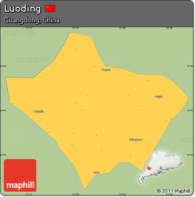 Savanna Style Simple Map of Luoding, single color outside