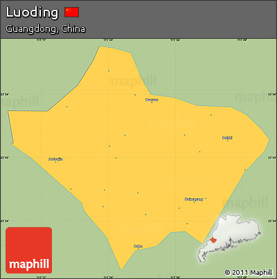Savanna Style Simple Map of Luoding, single color outside