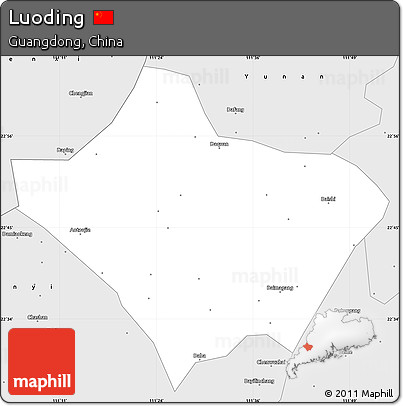 Silver Style Simple Map of Luoding