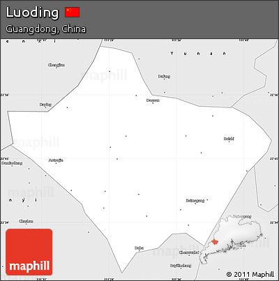 Silver Style Simple Map of Luoding