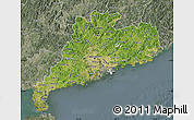 Satellite Map of Guangdong, semi-desaturated