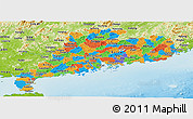 Political Panoramic Map of Guangdong, physical outside