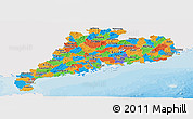 Political Panoramic Map of Guangdong, single color outside