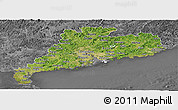 Satellite Panoramic Map of Guangdong, desaturated