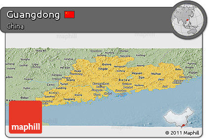Savanna Style Panoramic Map of Guangdong