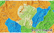 Physical 3D Map of Pingyuan, political outside