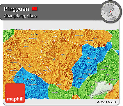 Political 3D Map of Pingyuan