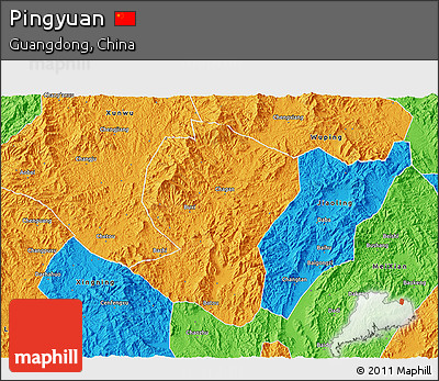 Political 3D Map of Pingyuan