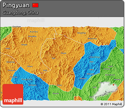 Political 3D Map of Pingyuan