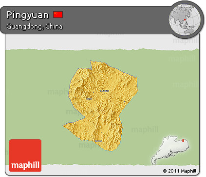Savanna Style 3D Map of Pingyuan, single color outside