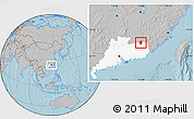 Gray Location Map of Pingyuan, highlighted parent region, hill shading