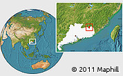 Satellite Location Map of Pingyuan, highlighted parent region