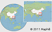 Savanna Style Location Map of Pingyuan, highlighted country, within the entire country