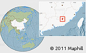 Savanna Style Location Map of Pingyuan, highlighted country, hill shading